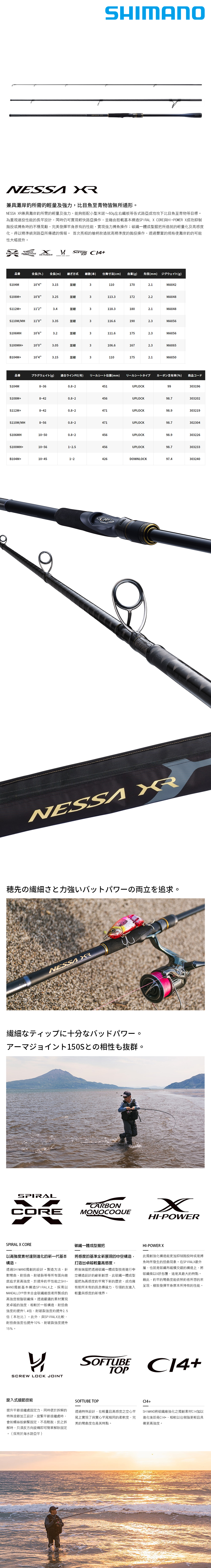 SHIMANO NESSA XR S110M/MH [岸拋竿] - 漁拓釣具官方線上購物平台